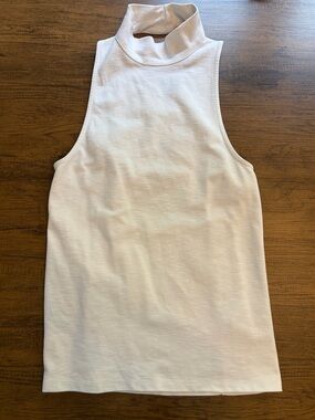 Free People White Mock Neck Tank Top